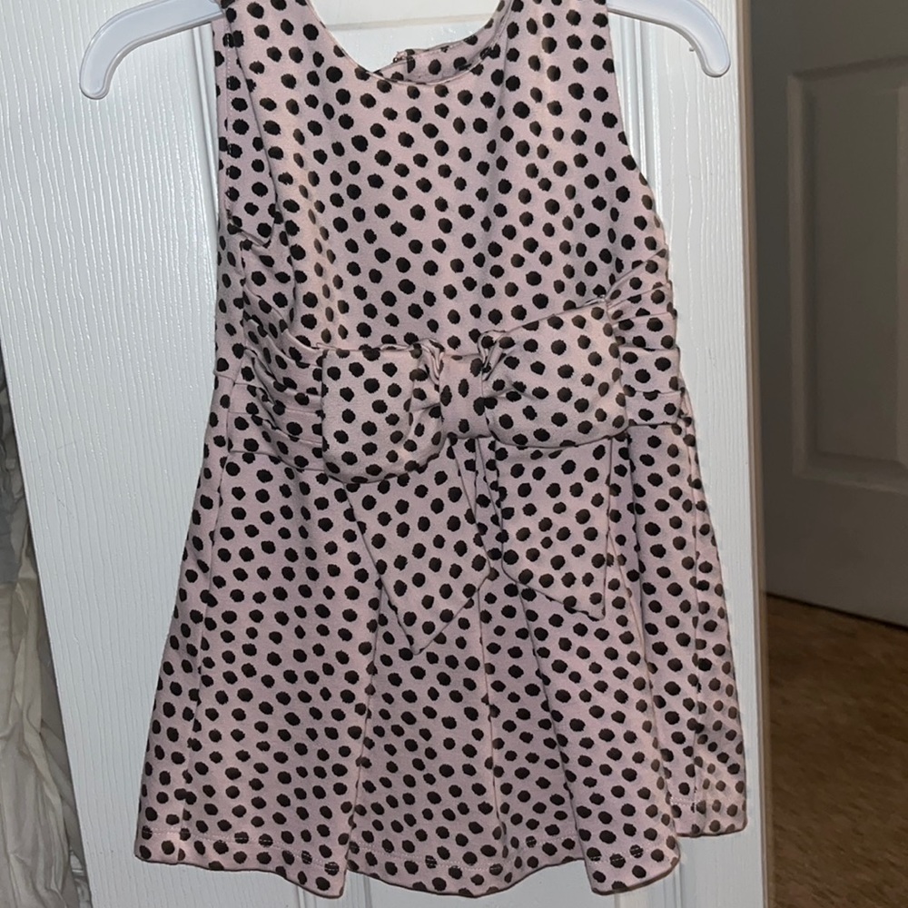 Kate Spade ♠️ Pink with black polka dots dress with bow adorable